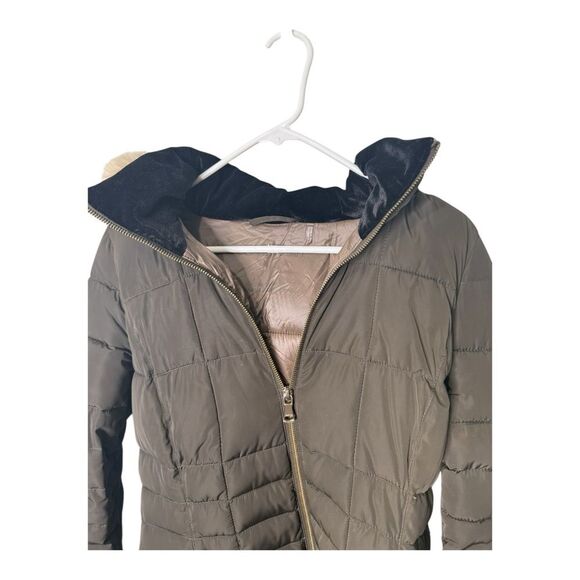 Calvin Klein Womens Faux Fur Trim Hooded Full Zipper Puffer Jacket Brown Size S - Picture 5 of 9